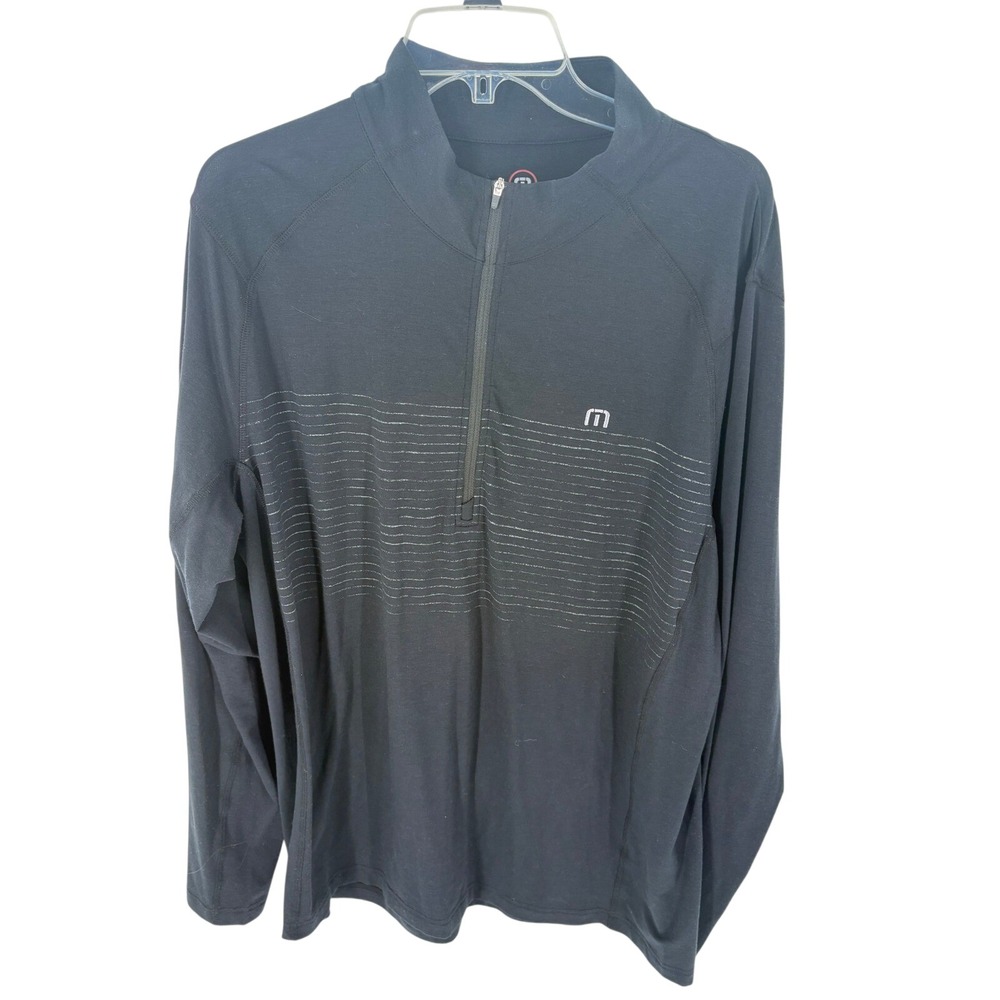 Travis Mathew Mens Golf Quarter Zip Pullover Long Sleeve Black XL Fall Classic